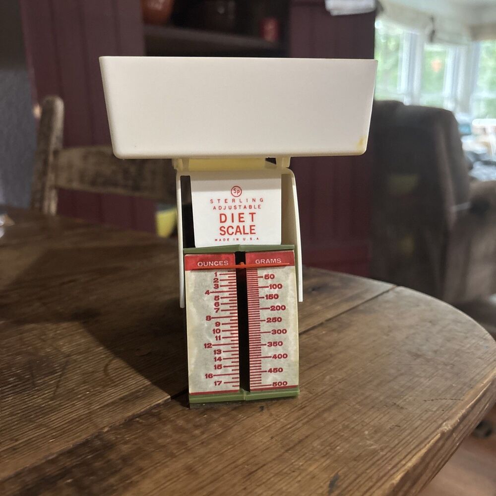 Vintage Sterling Adjustable Diet Scale Green Ounces & Grams with box